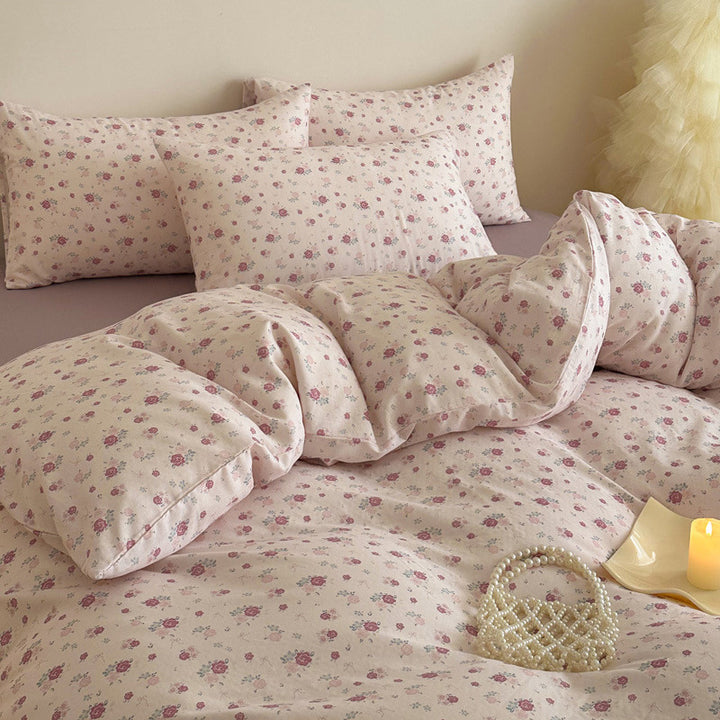 Plaid Cotton Sateen Duvet Cover and Pillowcase Bedding Set