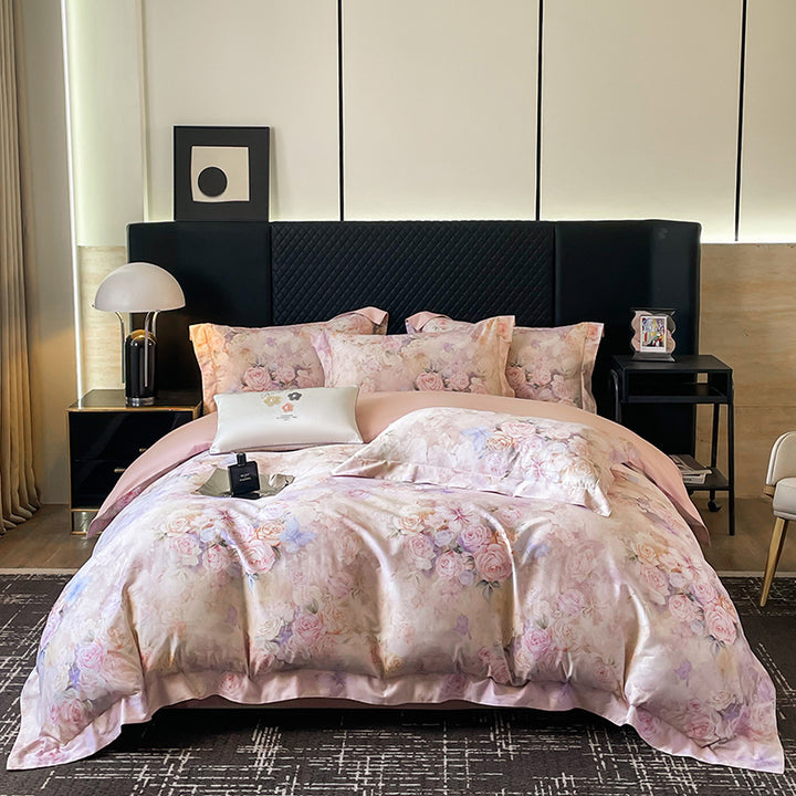 Luxury Floral Cotton Sateen Duvet Cover Set
