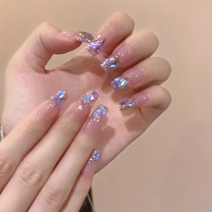 Artificial nail set with glamorous glitter accents and elegant elements Stornfield