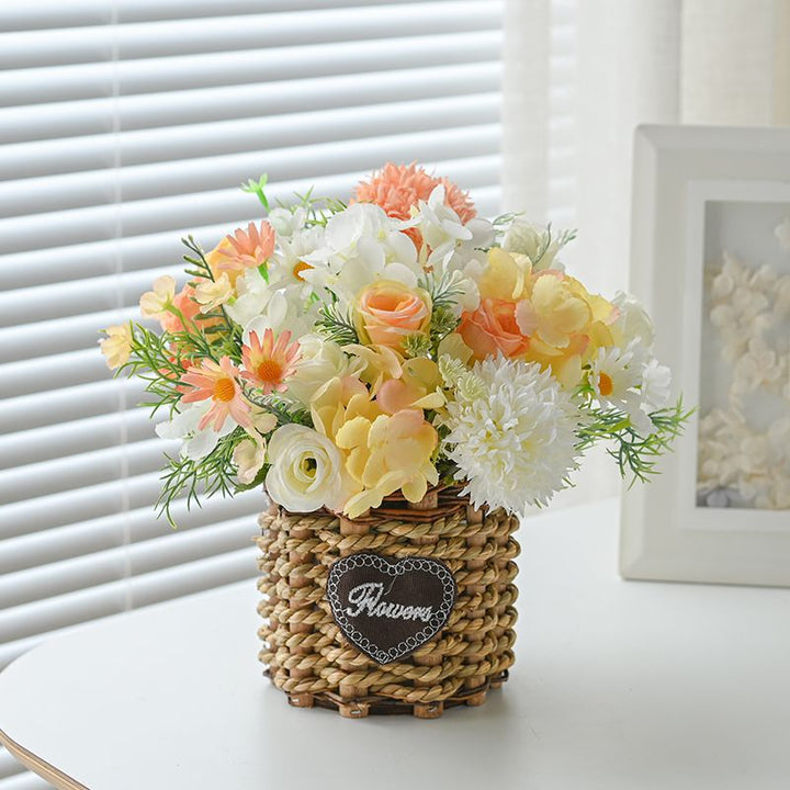 Artificial Floral Arrangement in Woven Basket