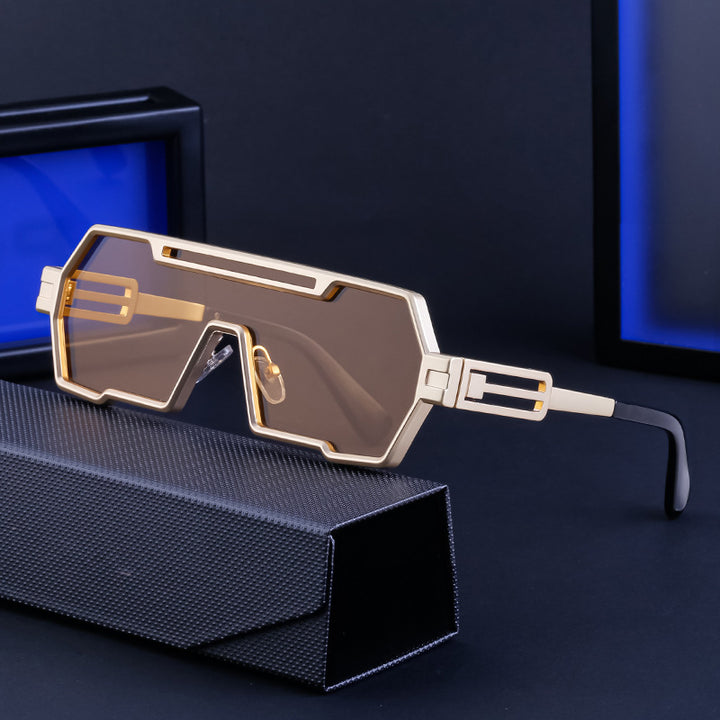 Women's fashionable sunglasses in a futuristic design with a wide frame Stornfield