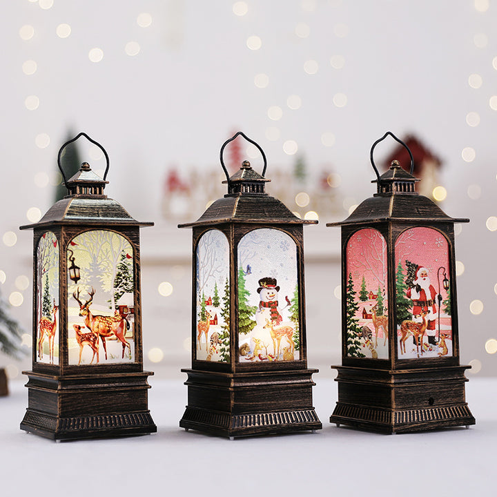 Decorative Lantern with Holiday Scenes
