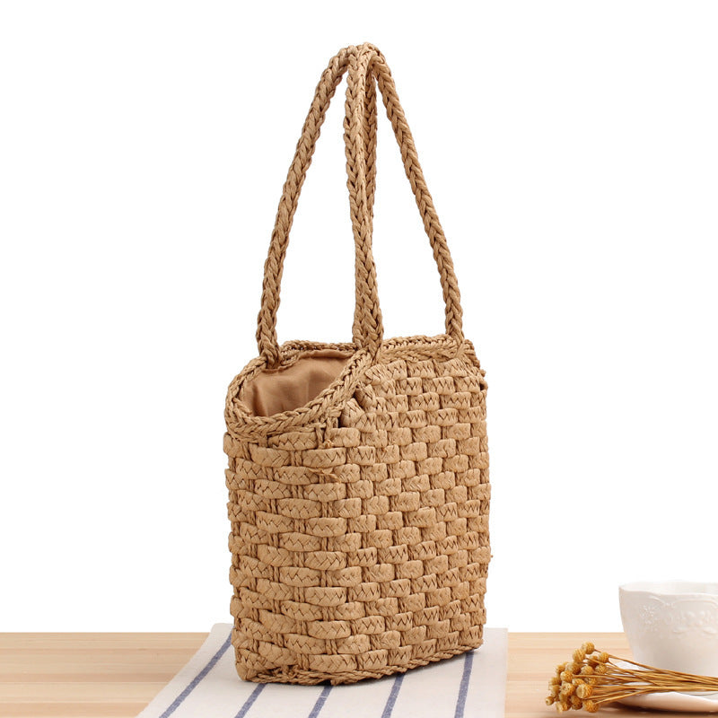 Robust basket bag with braided carrying straps Stornfield