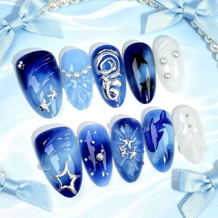 Galaxy-Inspired Press-On Nail Art