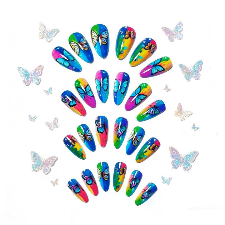 Artificial Nails in Colorful Butterfly Design Stornfield