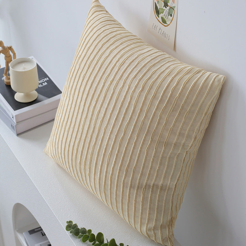 Rectangular decorative pillowcase made of teddy bouclé with ridged texture Stornfield