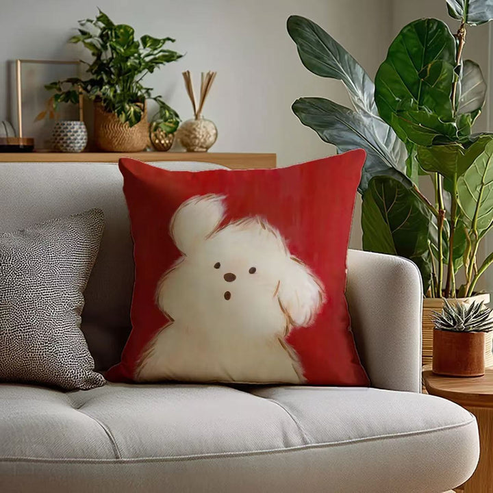 Plush Decorative Dog-Themed Throw Pillow