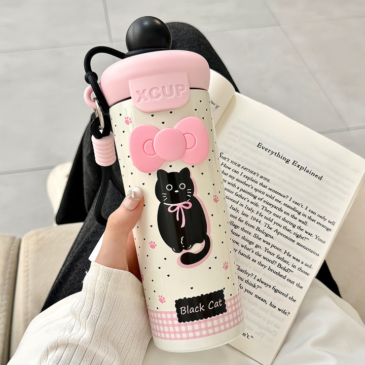 Women's water bottle with cute bunny design and integrated carabiner Stornfield