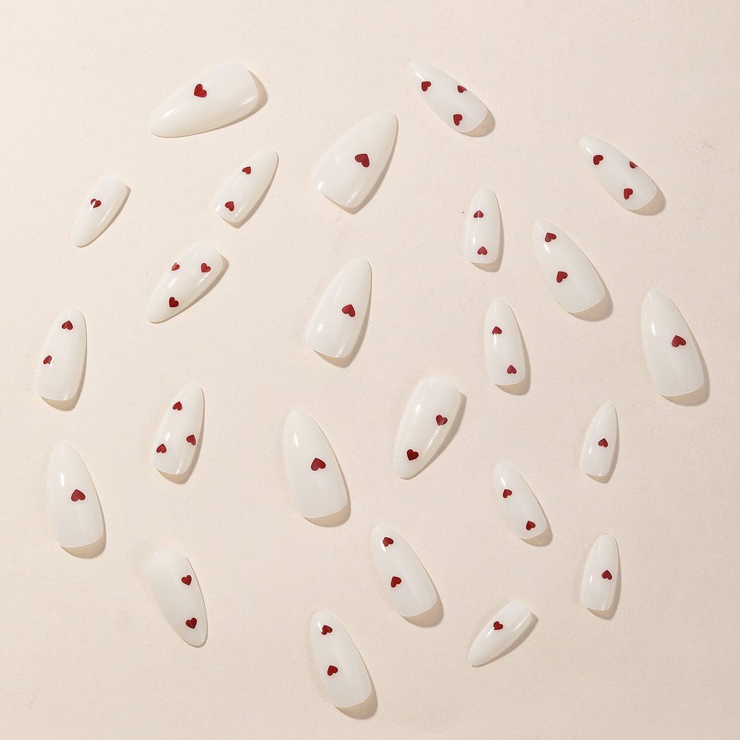 Romantic Heart-Accent Gel Nail Art Extensions Stornfield