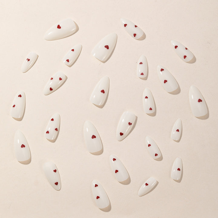 Romantic Heart-Accent Gel Nail Art Extensions Stornfield