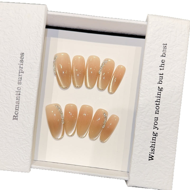 Elegant artificial nail tips with glitter details Stornfield