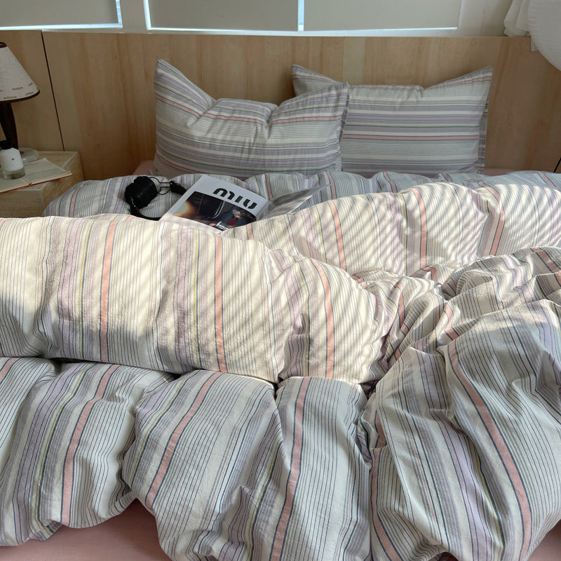 Striped Cotton Duvet Cover Set