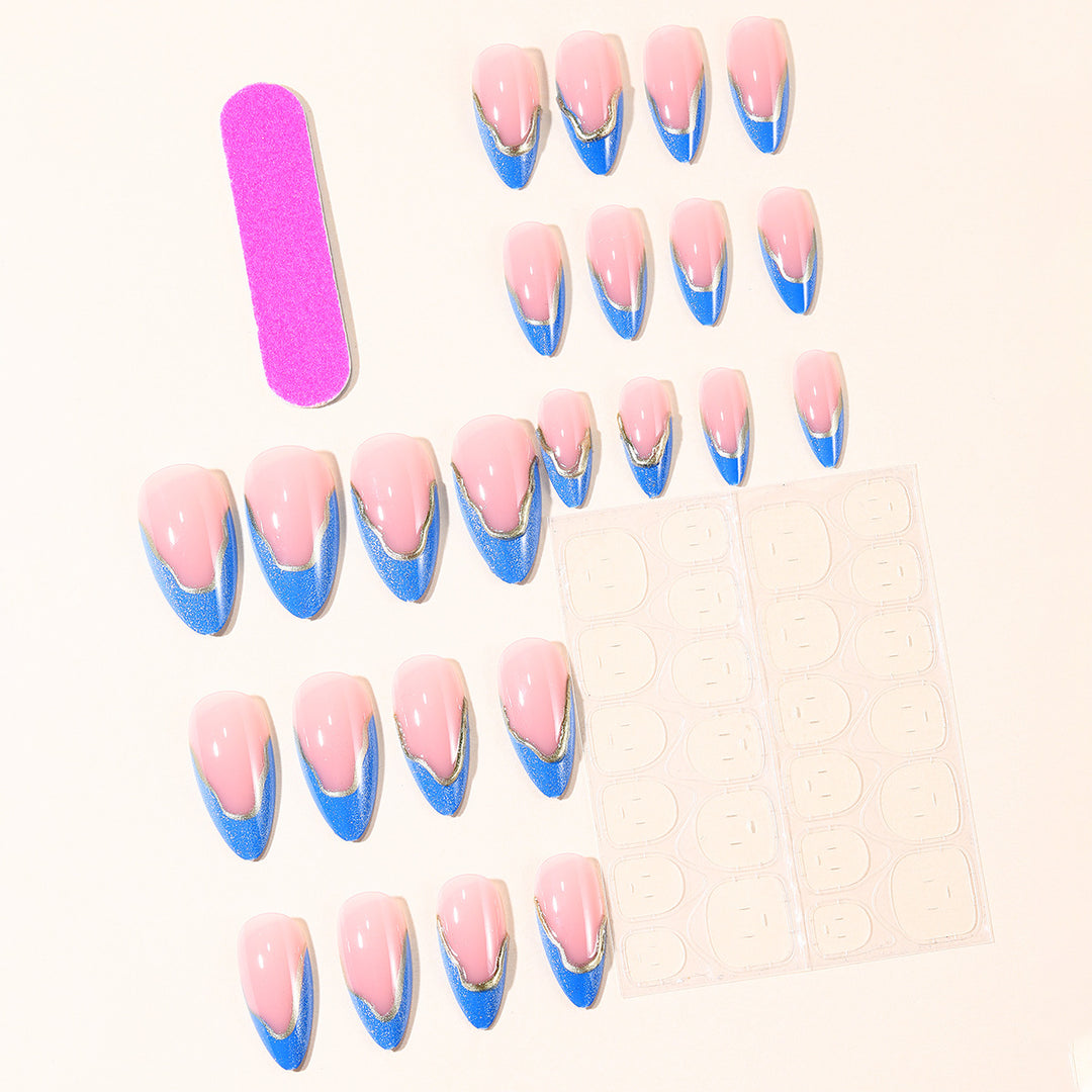 Luxurious Stiletto Nail Art Extensions with Gold Accents Stornfield