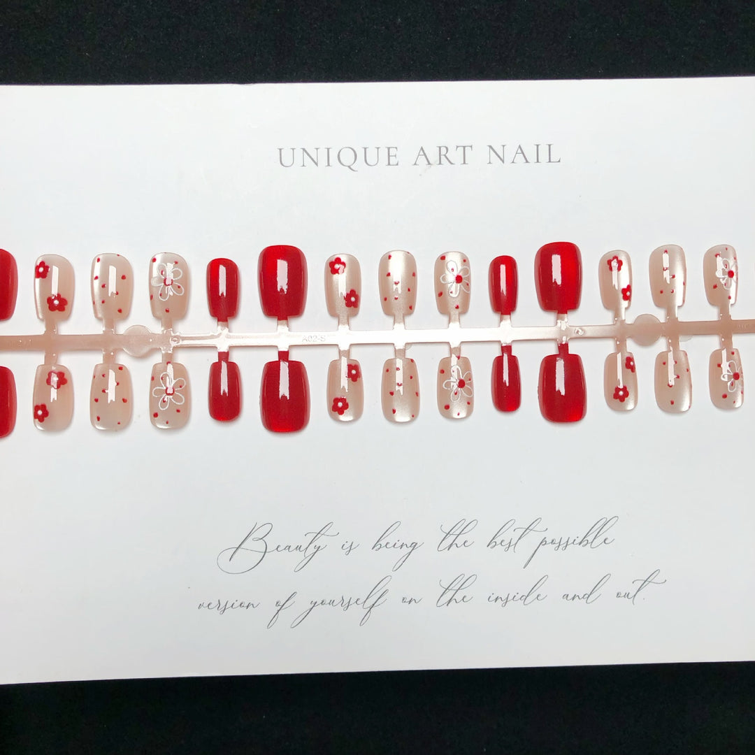 Vibrant Floral-Designed Press-On Nail Set