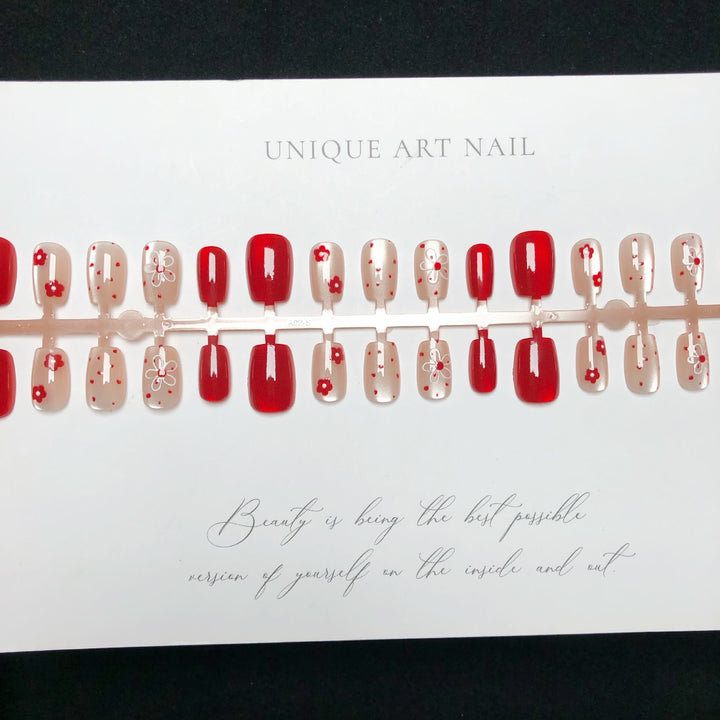 Vibrant Floral-Designed Press-On Nail Set