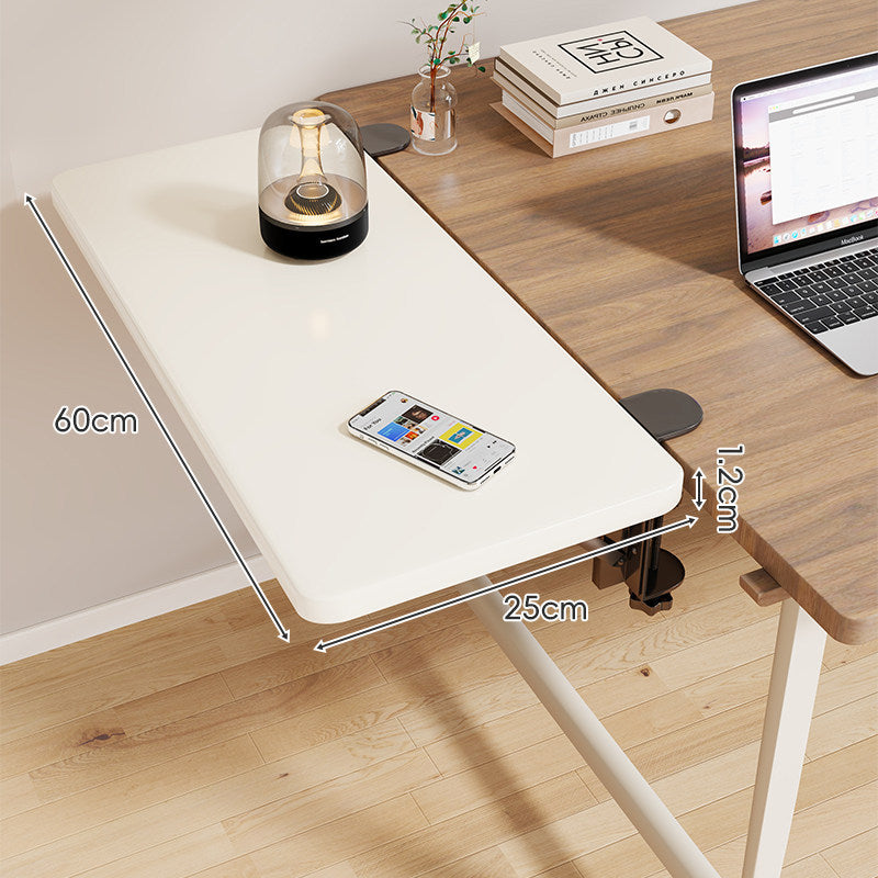 Clamp-On Adjustable Wooden Desk Side Shelf Extension with Foldable Bracket