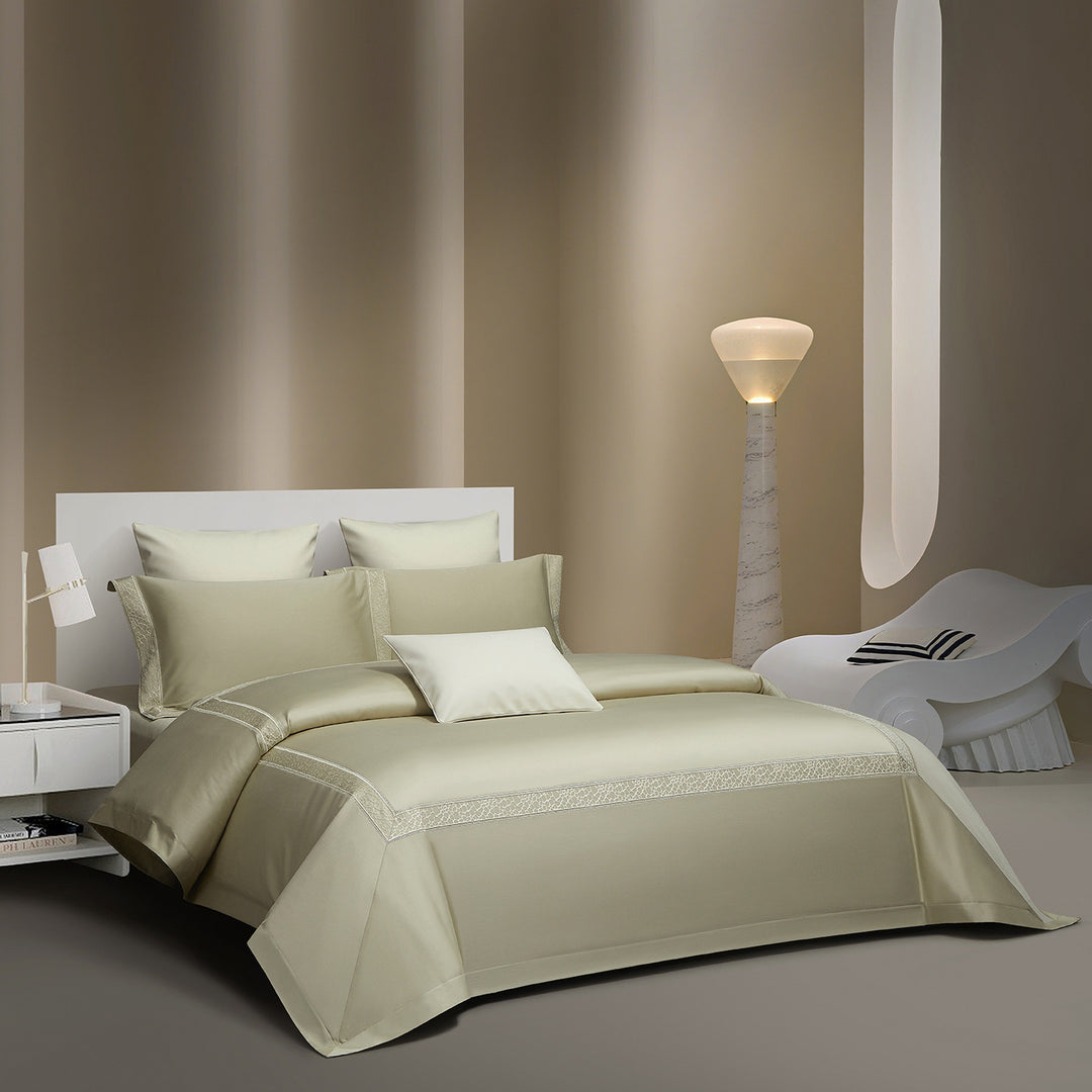 Hotel-Grade Cotton Sateen Duvet Cover Set with Euro Panel & Textured Accent Pillows