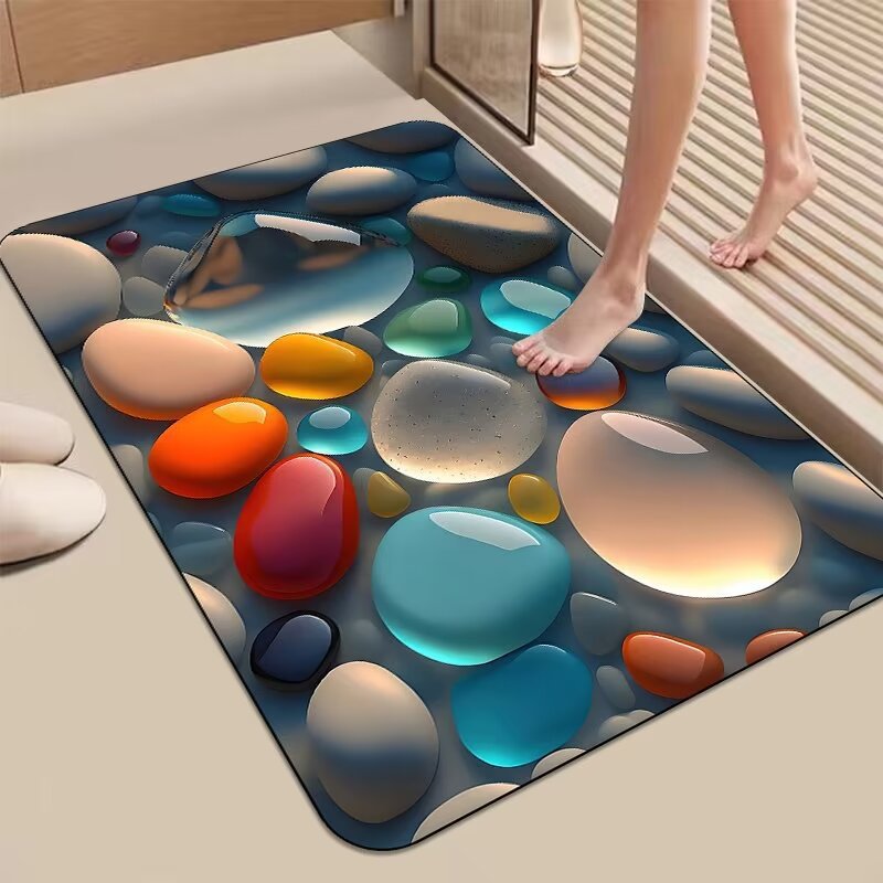 Decorative 3D Pebble Design Bath Mat Stornfield