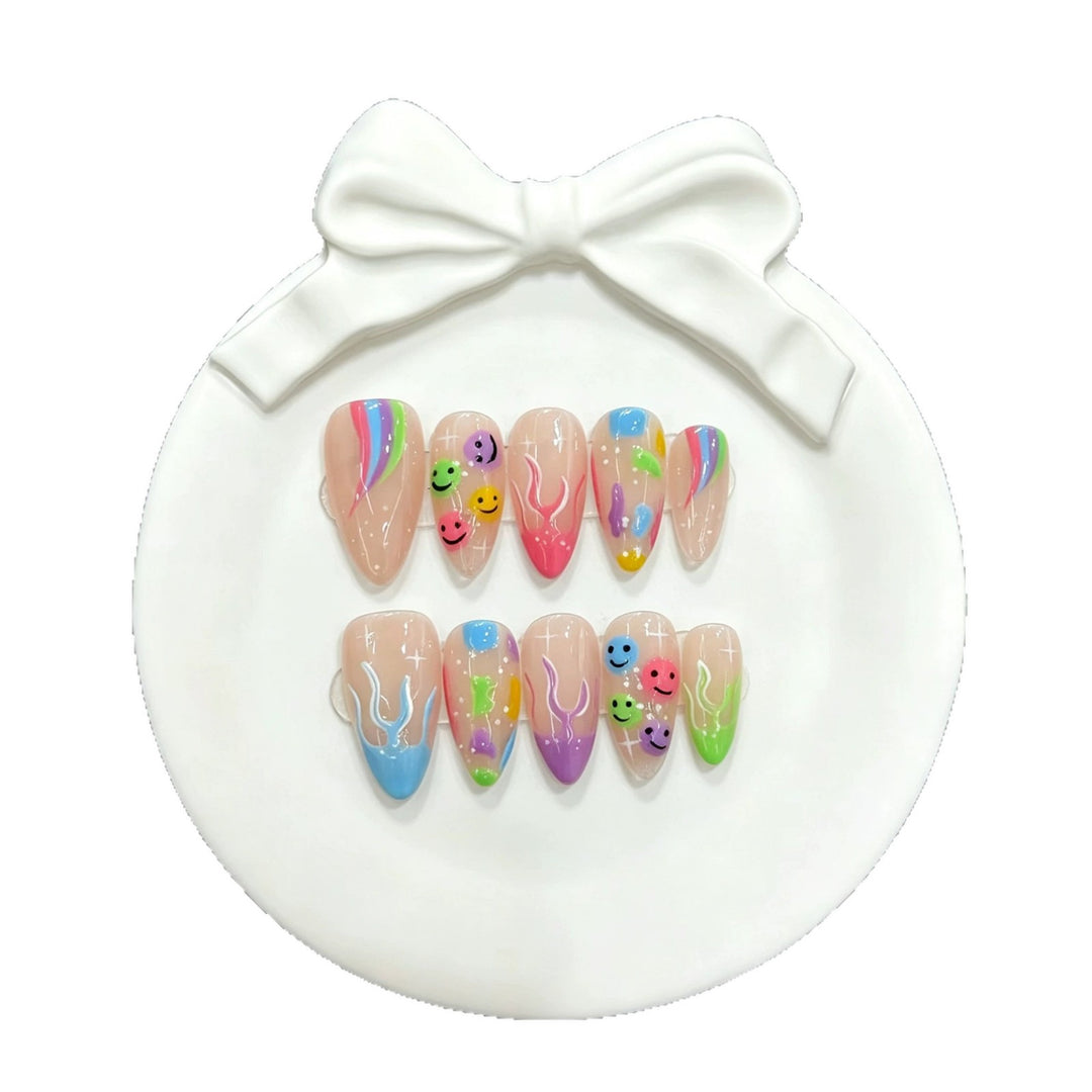 Artistic Smileys and Rainbow-Inspired Press-On Nails