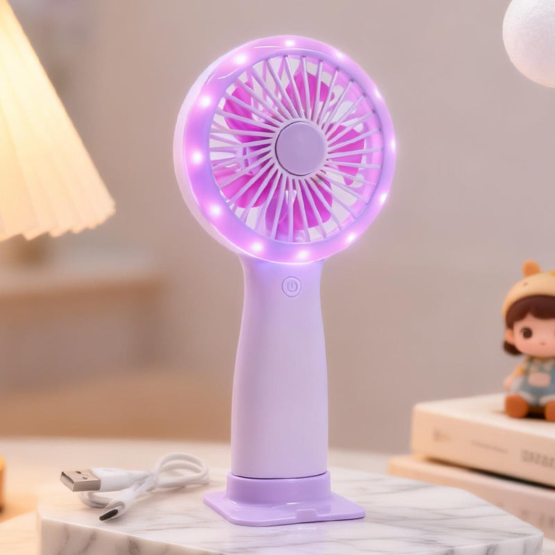 Women Portable Hand Fan with LED Light and USB Connection Stornfield