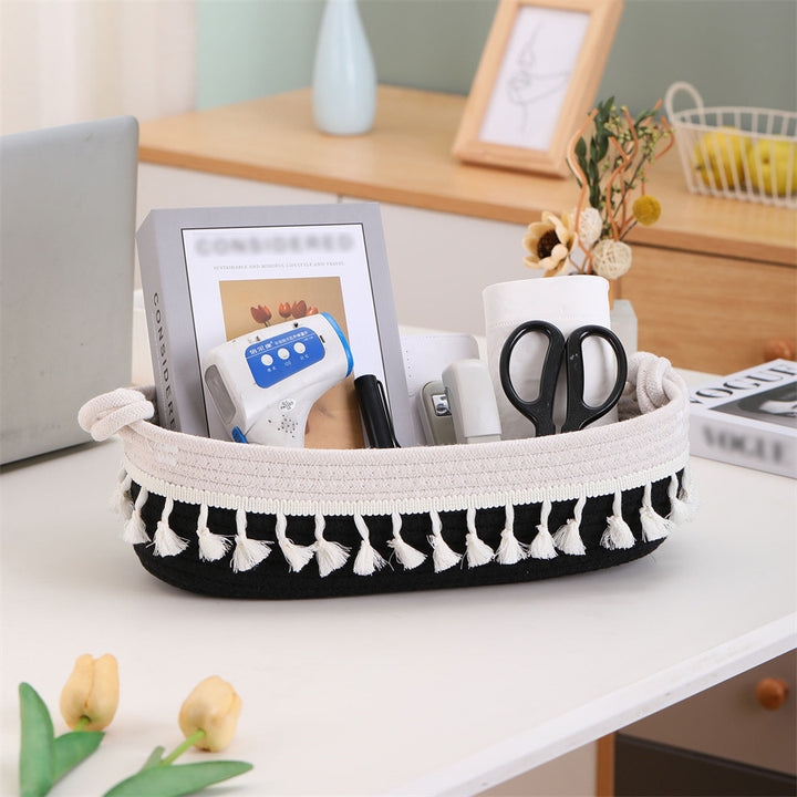 Women Versatile Storage Basket with Tassel Decoration Stornfield