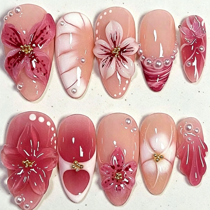 Gourmet Floral Artistic Press-On Nail Tips Stornfield