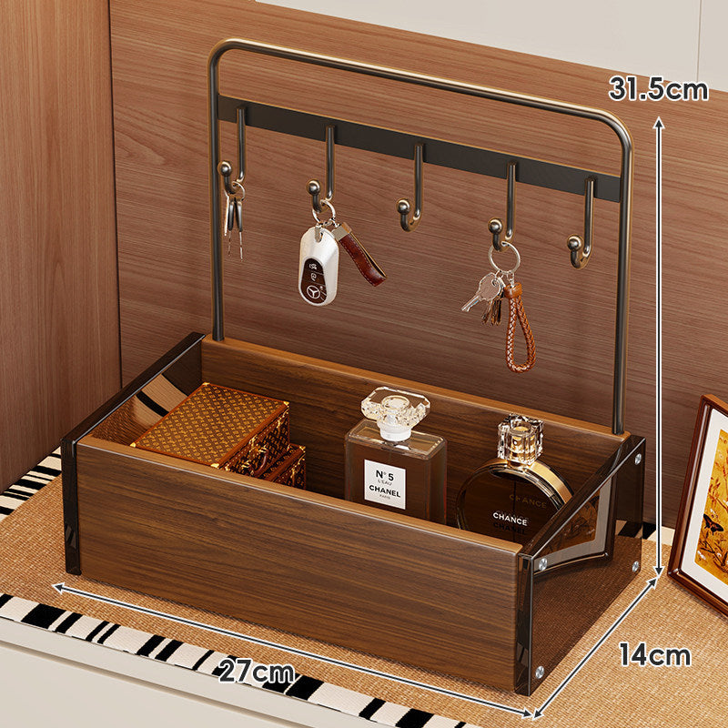 Wooden Entryway Key Rack and Valet Tray Organizer