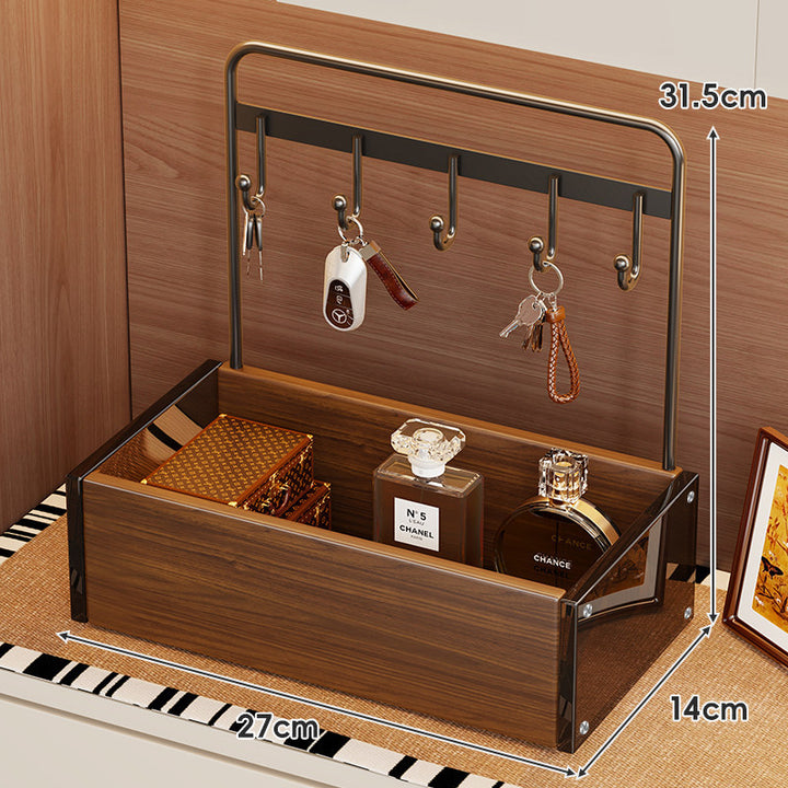 Wooden Entryway Key Rack and Valet Tray Organizer