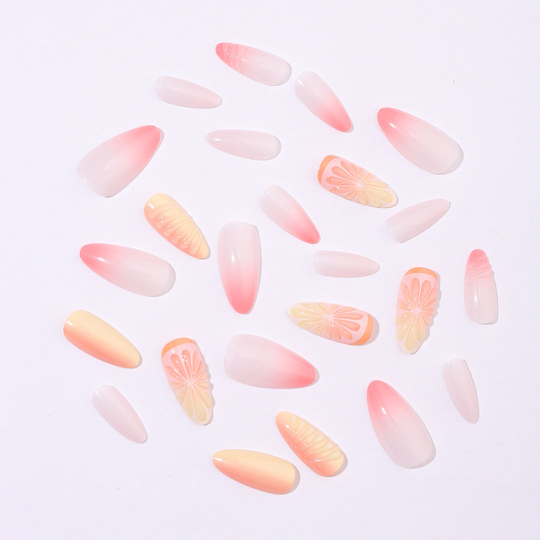 Creative nail set with subtle ombre effects and elegant decorative elements Stornfield