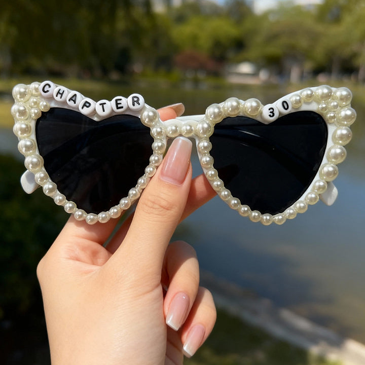 Pearl-Accented Heart-Shaped Sunglasses Stornfield