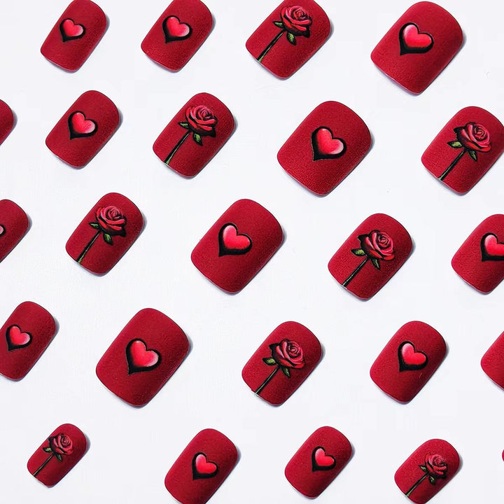 Artificial nails with romantic rose and heart design Stornfield