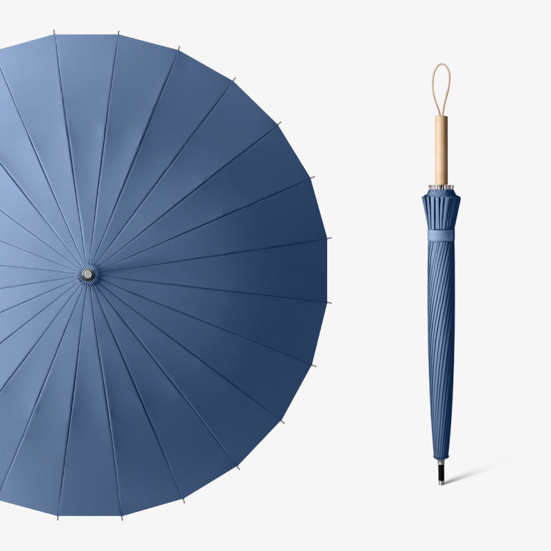Women's elegant folding umbrella with ergonomic wooden handle and wind-resistant structure Stornfield