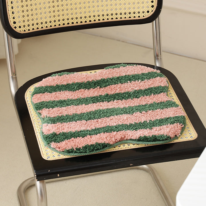 High-pile bath mat rug with diagonal stripe structure and organic shape Stornfield