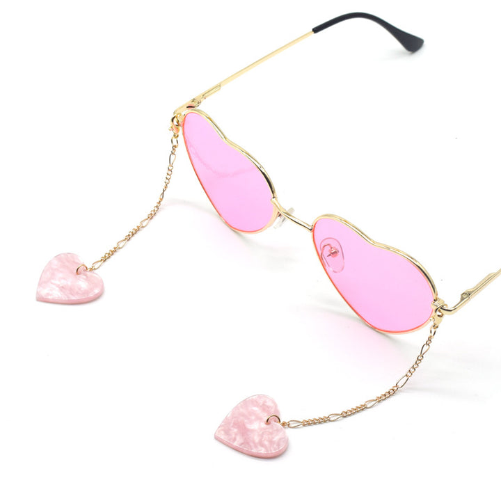 Heart-Shaped Dangle Earrings with Golden Chain Stornfield