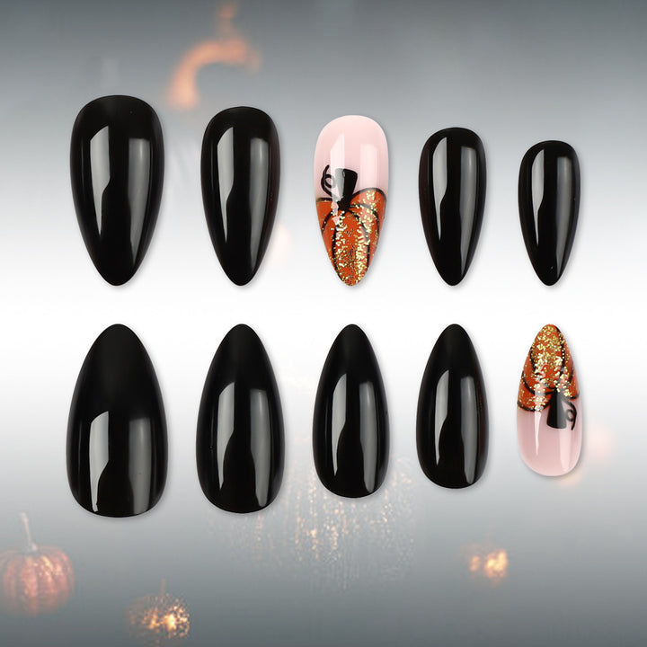Pumpkin-Themed Artistic Press-On Nail Set Stornfield