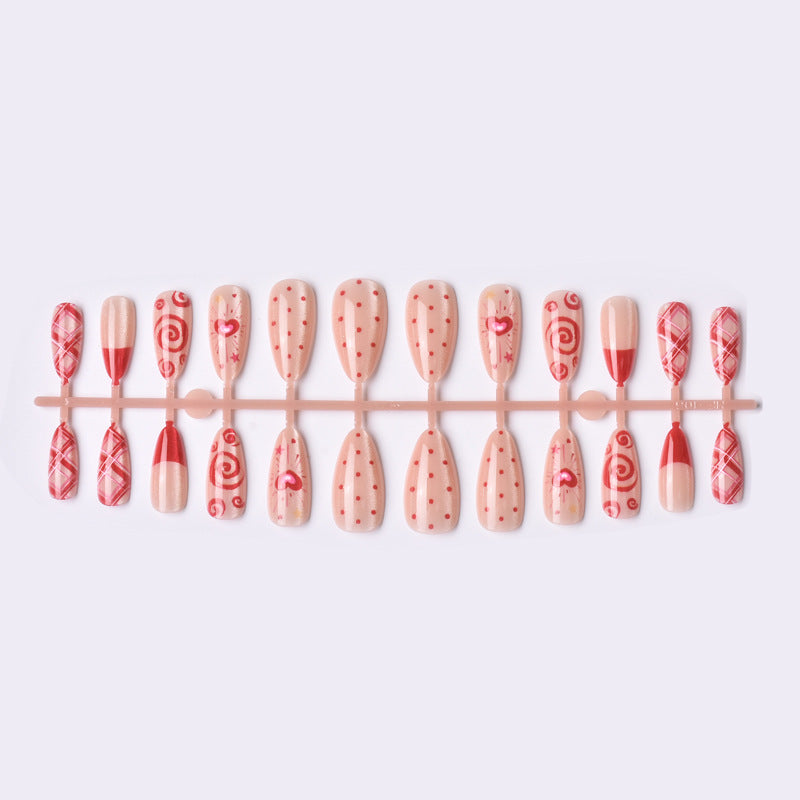 Decorative Press-On Nail Art Set with Heart and Swirl Patterns Stornfield