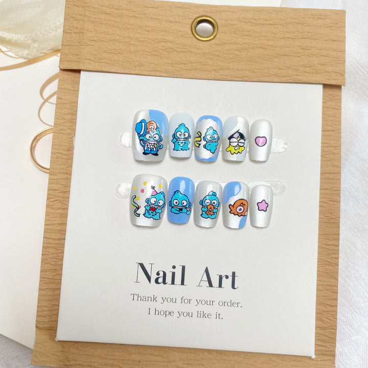 Playful Cartoon-Themed Press-On Nail Art Set