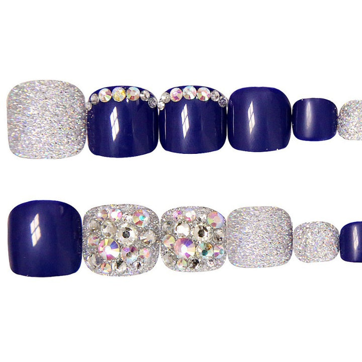 Glittering Rhinestone-Accented Press-On Toenails Stornfield