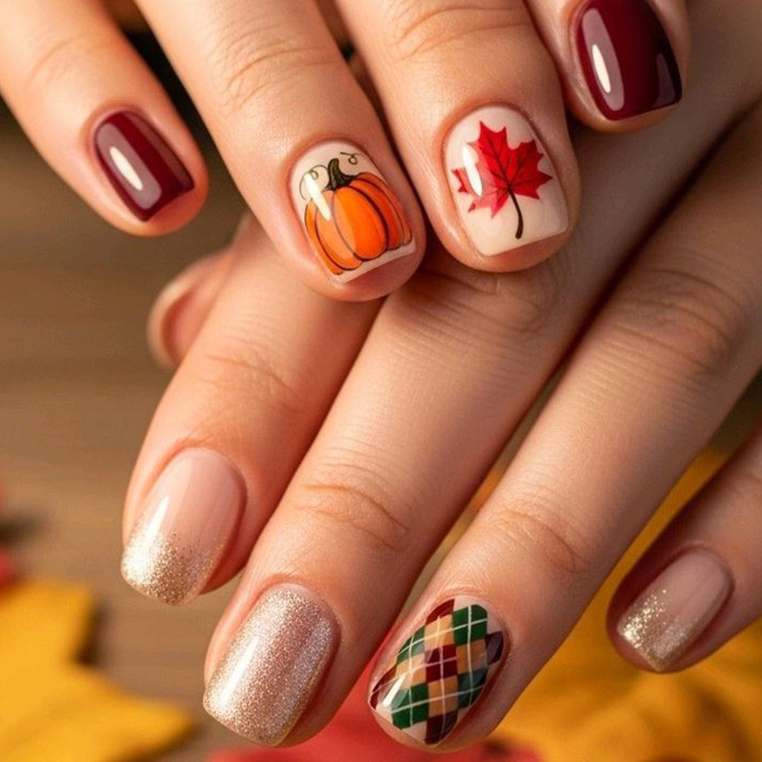 Seasonal Autumn-Themed Nail Art Set Stornfield