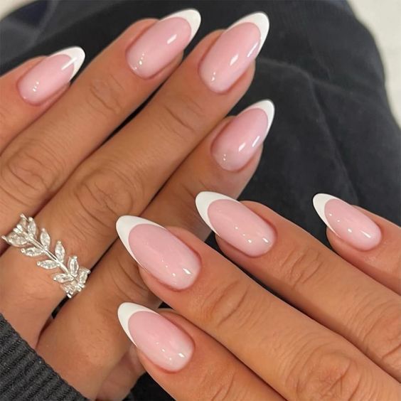 Elegant French Manicure Artificial Nails Stornfield