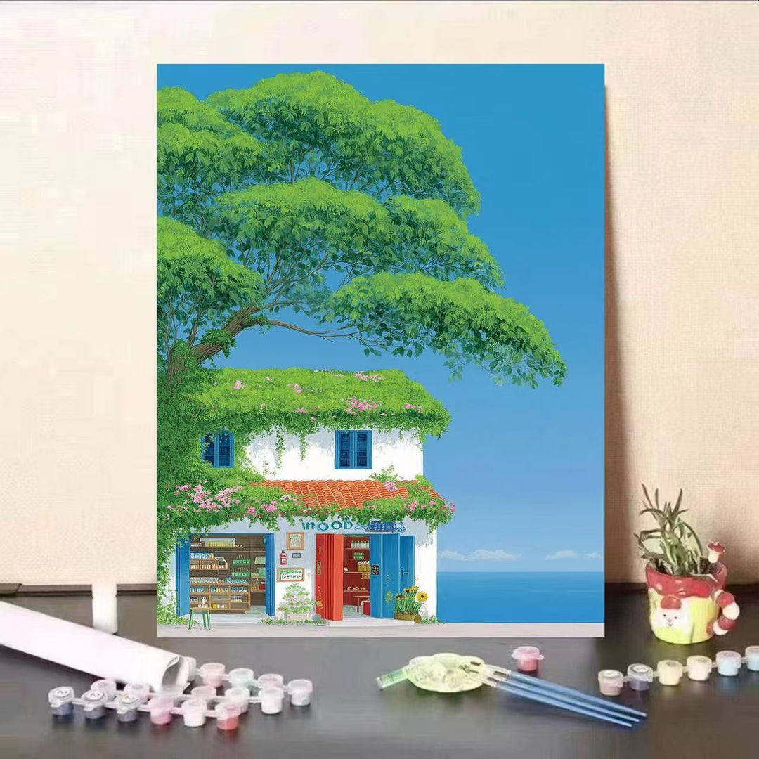 Scenic Coastal Village Canvas Art Stornfield