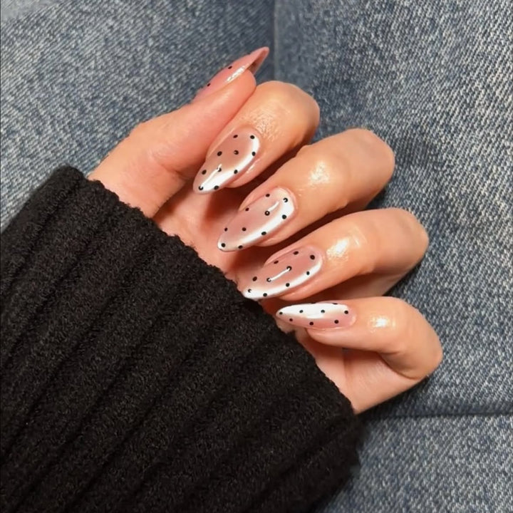 Acrylic Nail Set with Modern Polka Dot Design Stornfield