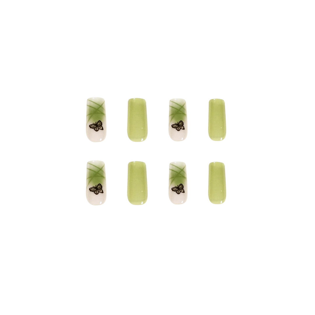 Artificial nail extensions with elegant butterfly design Stornfield