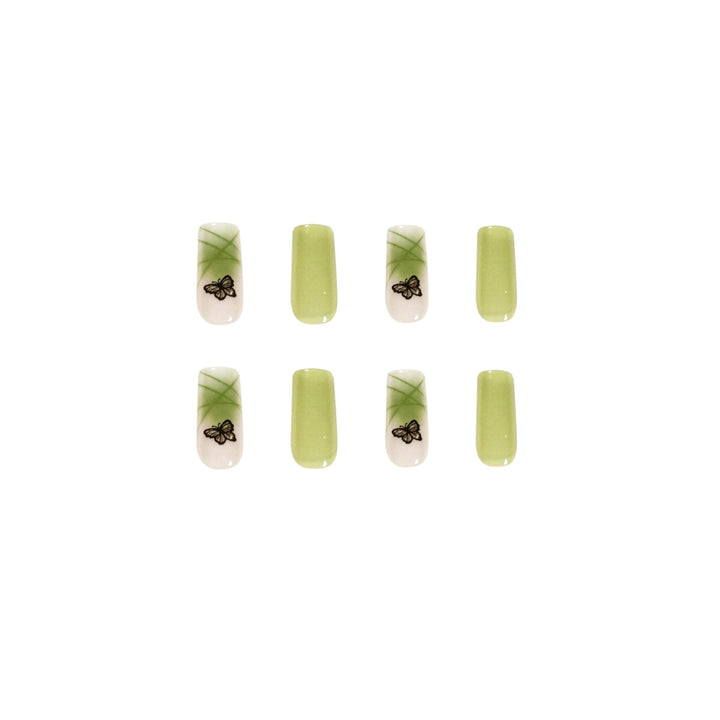 Artificial nail extensions with elegant butterfly design Stornfield