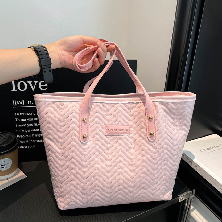 Textured Herringbone Pattern Tote Bag