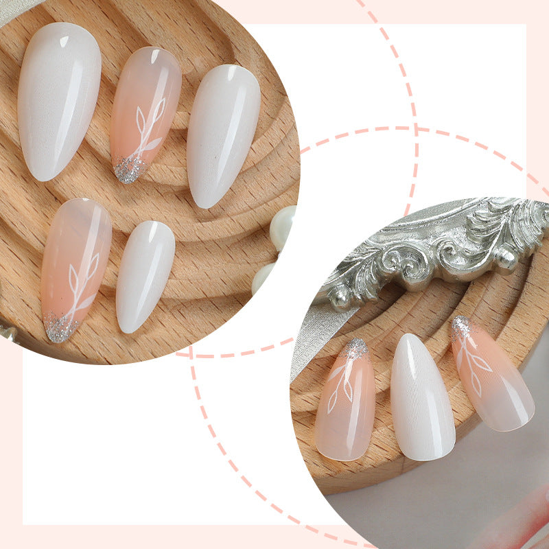 Luxurious Faux Finish Press-On Nail Set with Elegant Floral Design Stornfield