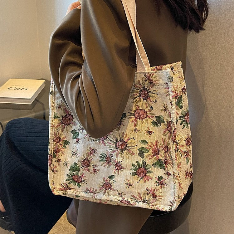 Floral Patterned Cotton Tote Bag
