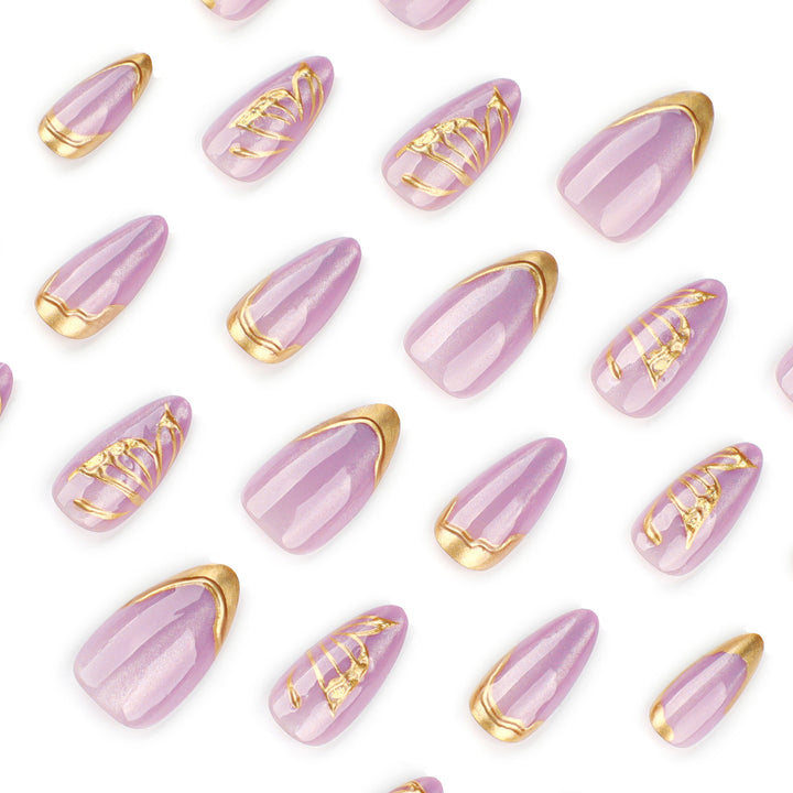Artful Nail Extensions with Golden Accents Stornfield
