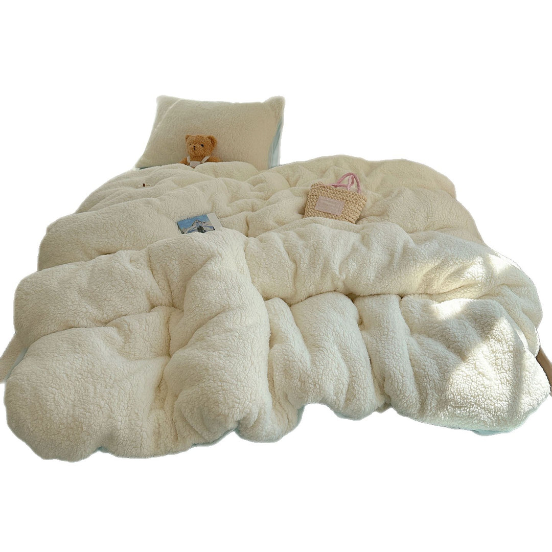 Plush Sherpa Reversible Down-Alternative Comforter Set with Hypoallergenic Fill and Pillow Shams