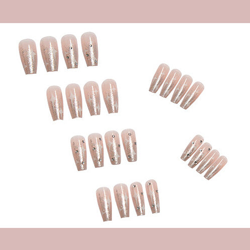 Artificial nail set with shimmering stones and sparkling glitter Stornfield